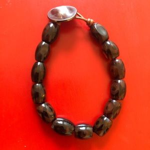 Brown Patterned Beaded Bracelet
